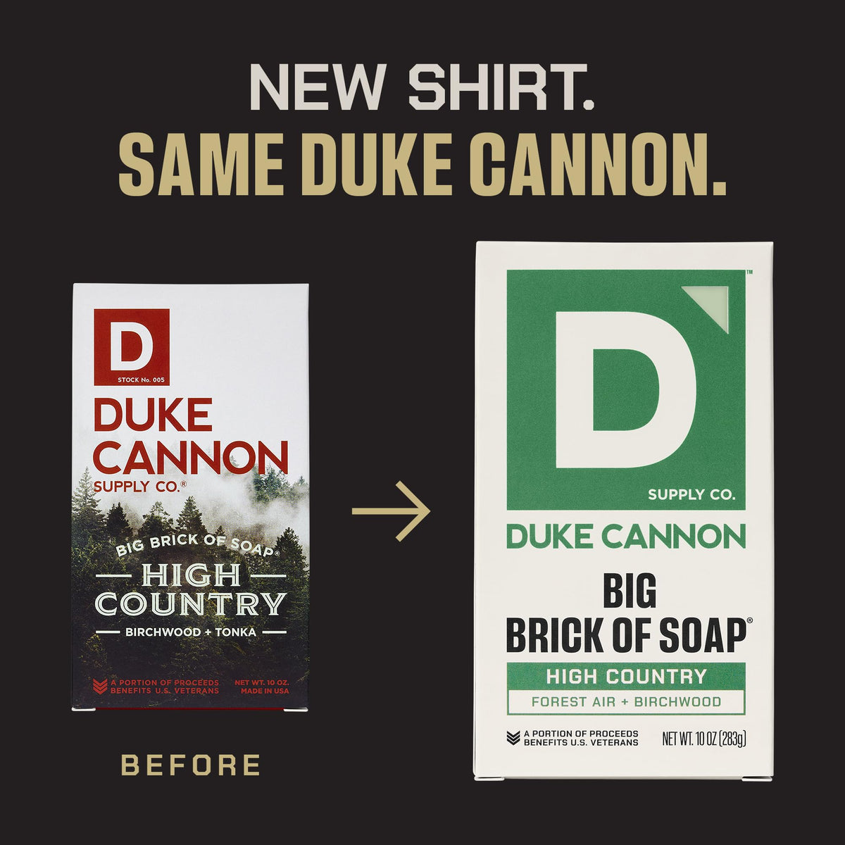 Duke Cannon Bundle packaging, four bars together for convenient grooming kit.