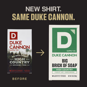 Duke Cannon Bundle packaging, four bars together for convenient grooming kit.