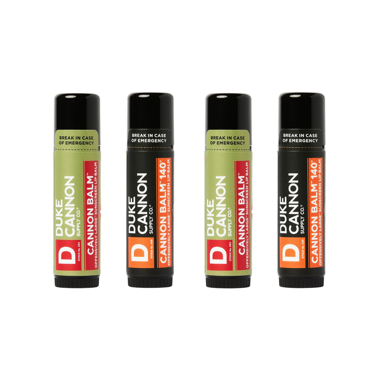 Duke Cannon Lip Balm 140° SPF 30 with rugged outdoor protection.