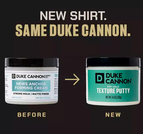 Duke Cannon Dry Hold Texture Putty matte finish emphasizes natural look.