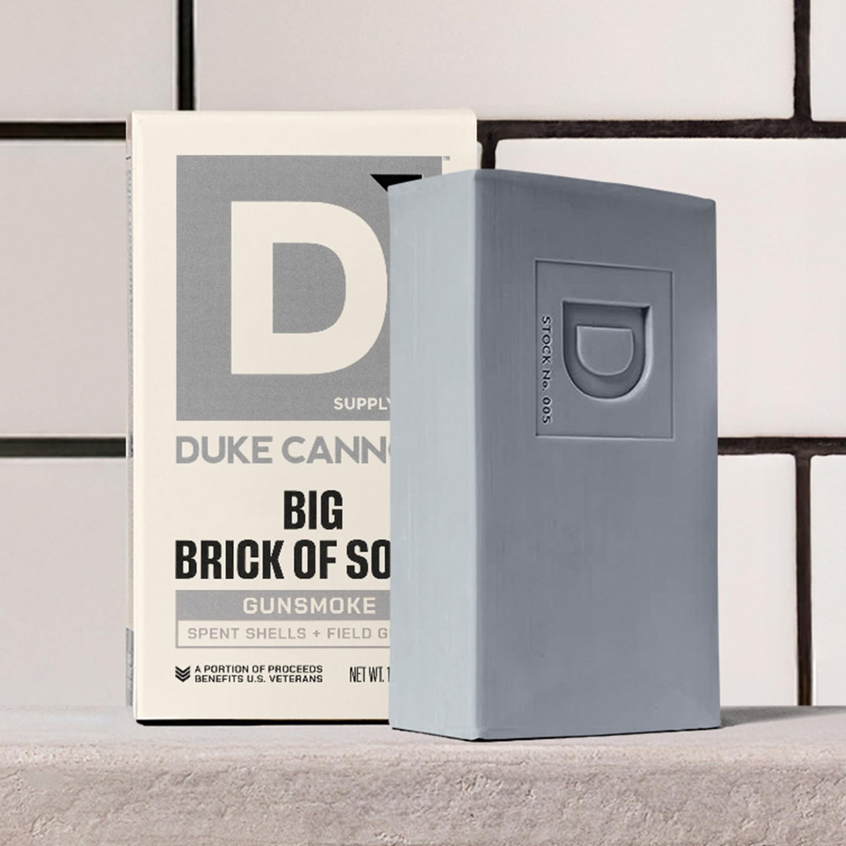 Duke Cannon Gun Smoke soap bar parabens free for gentle care.