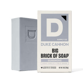 Duke Cannon Gun Smoke soap bar rugged shower experience in action.