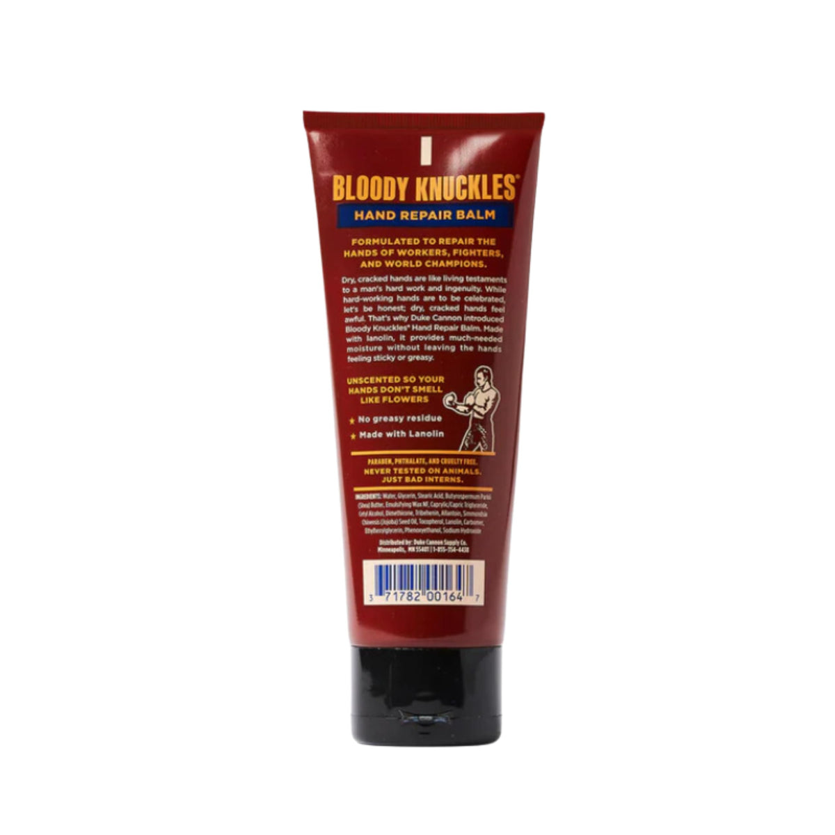 Duke Cannon lanolin rich formula for deep moisturization.