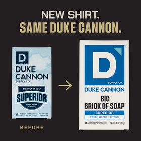 Duke Cannon lather and foam, rich cleansing action shown.