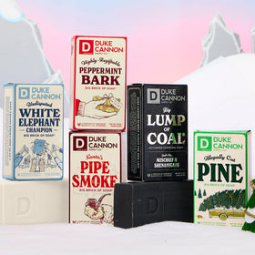 Duke Cannon Lump of Coal gift-ready packaging enhances holiday gifting.