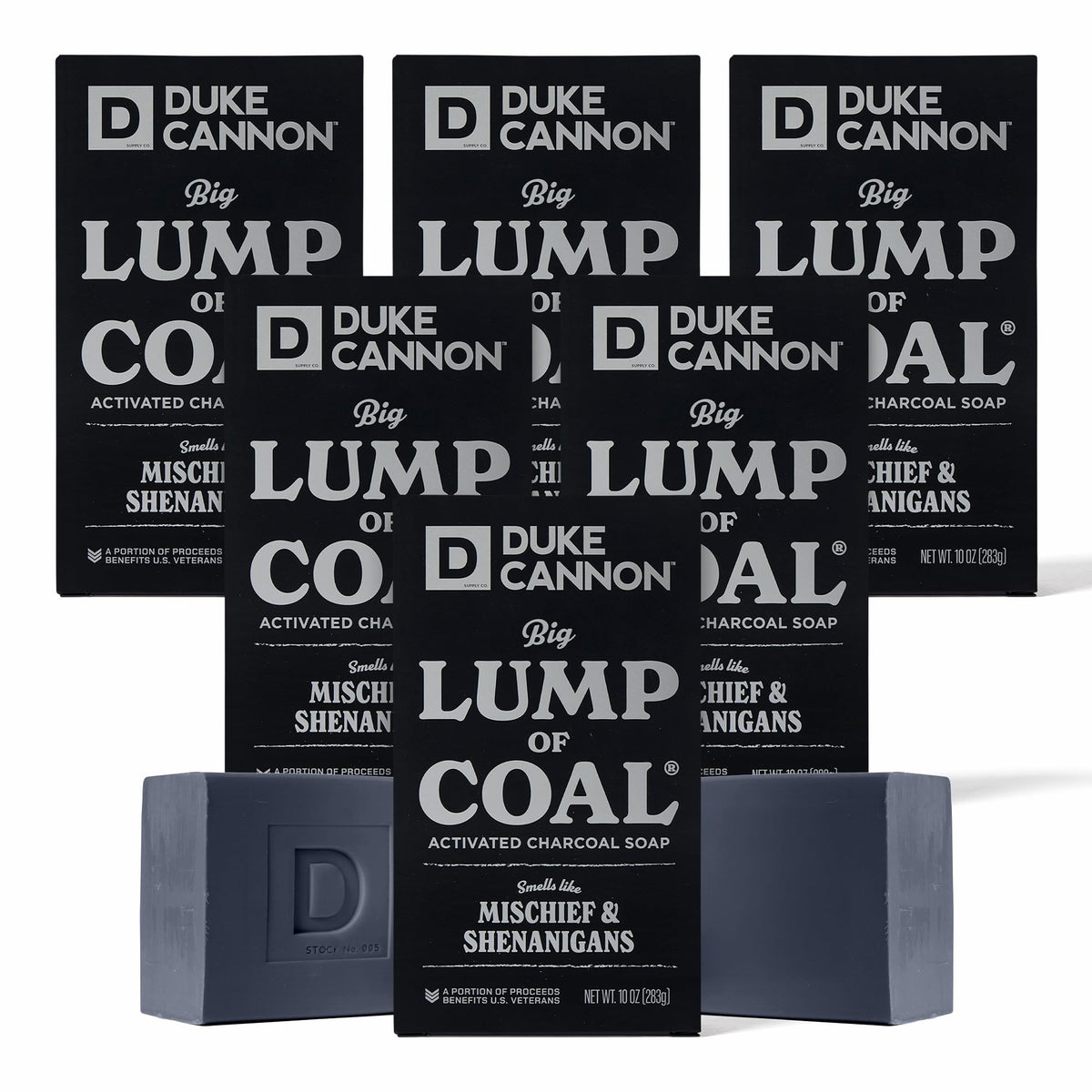 Duke Cannon Lump of Coal soap bar with charcoal for deep cleansing.