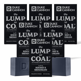 Duke Cannon Lump of Coal soap bar with charcoal for deep cleansing.