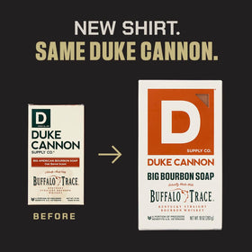 Duke Cannon Midnight Swim bar soap shown with bold lather for refreshed skin.