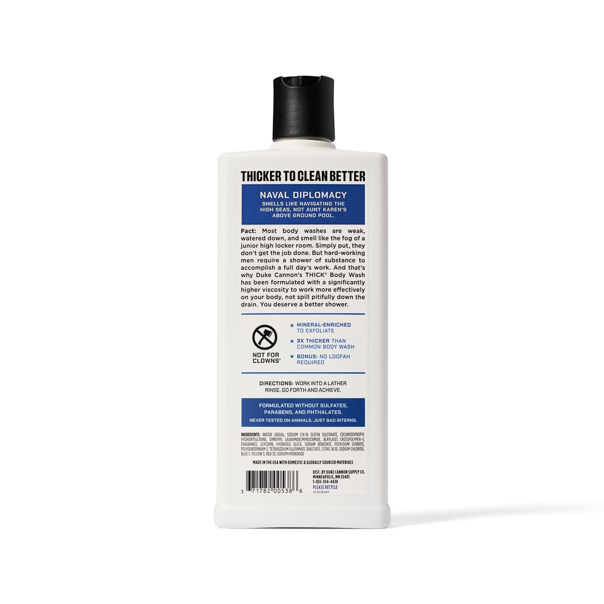 Duke Cannon bottle on vanity emphasizes practical, no-nonsense grooming.