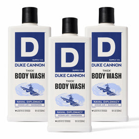 Duke Cannon Naval Diplomacy bottle ready for a bold, long-lasting cleanse.