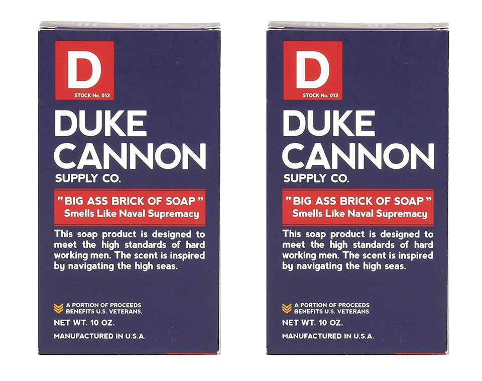 Duke Cannon Naval Diplomacy ocean scent soap bar in hand for daily cleansing.