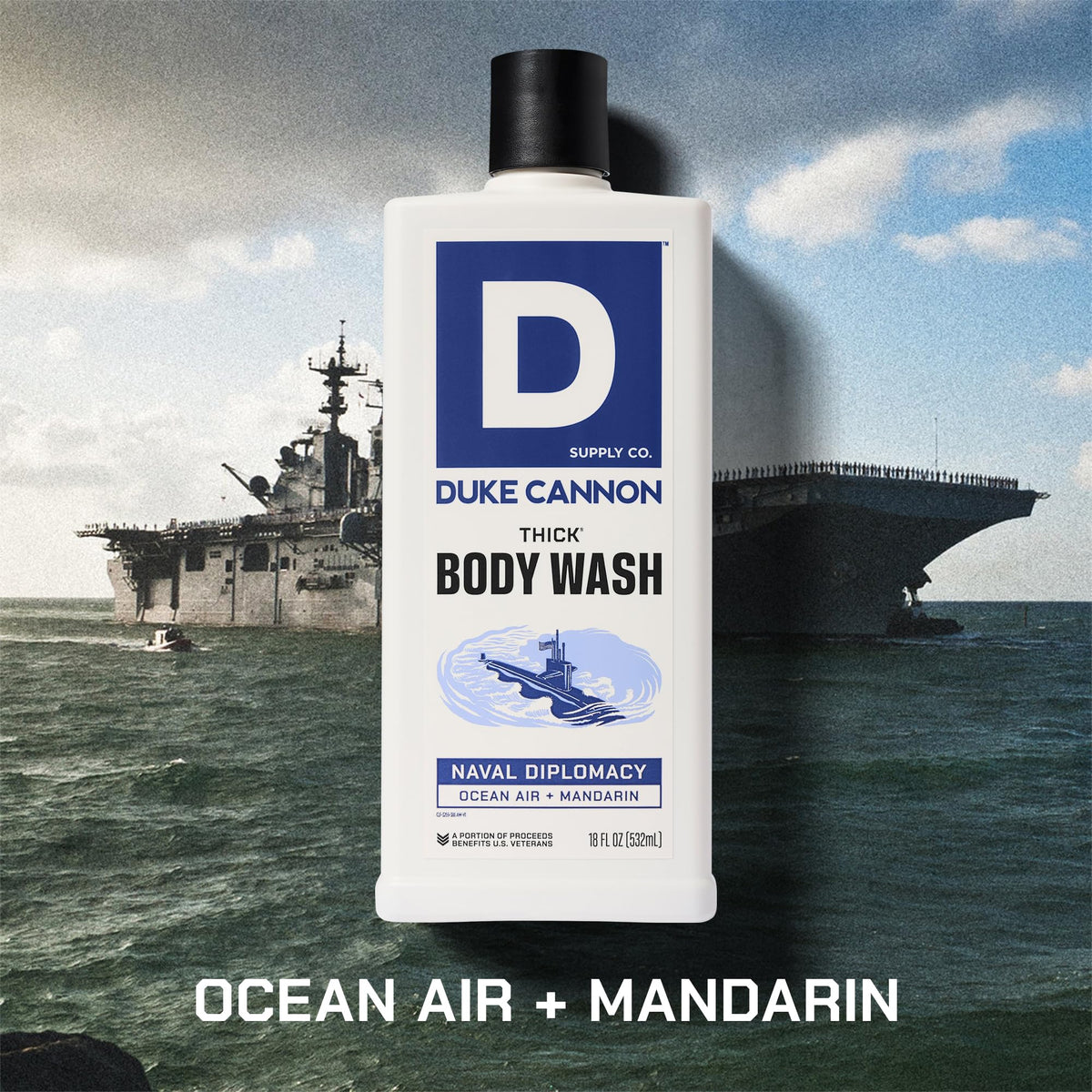 Duke Cannon Naval Diplomacy cedarwood-sandalwood scent for all-day masculine freshness.