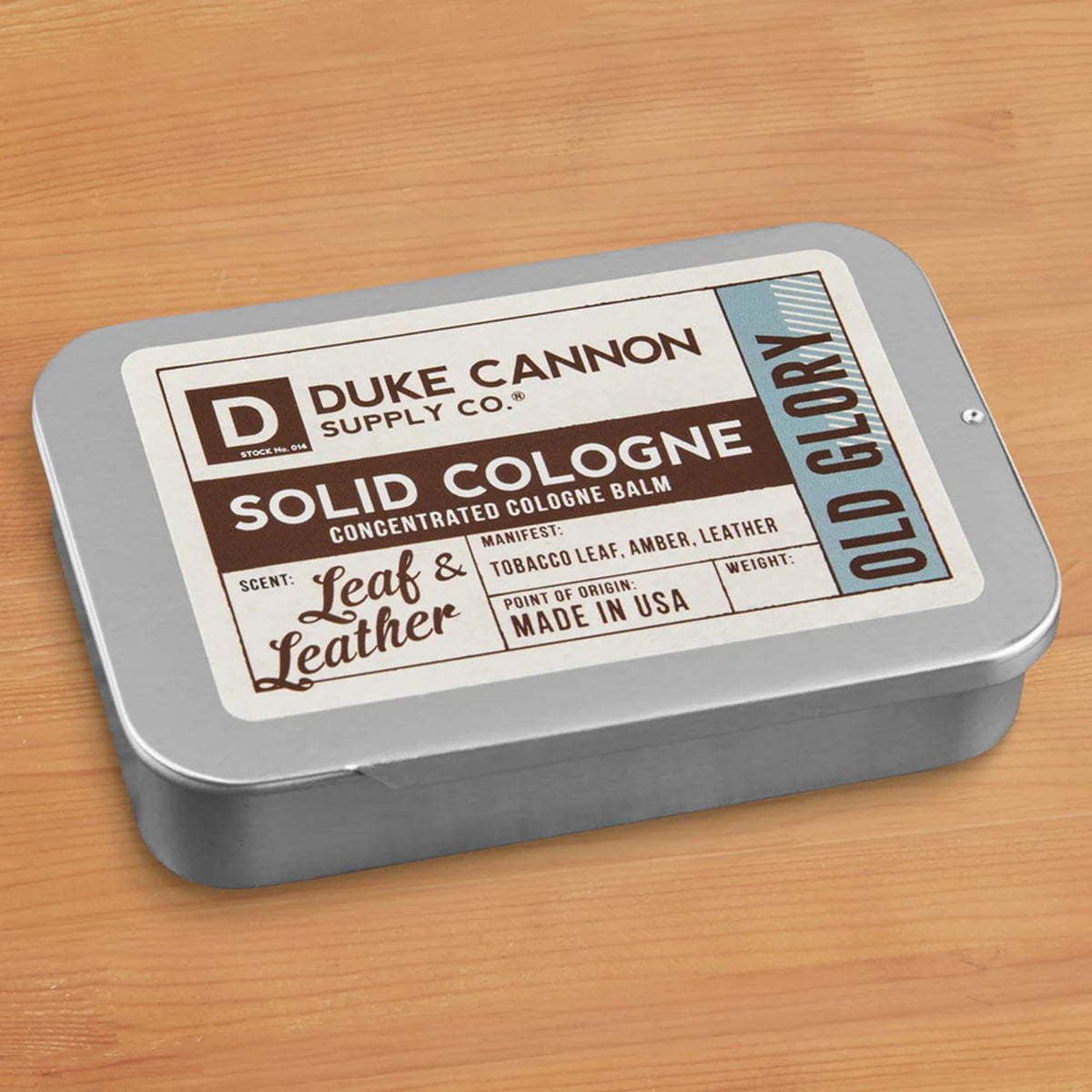 Duke Cannon Old Glory applies to pulse points for balanced, long-lasting aroma.