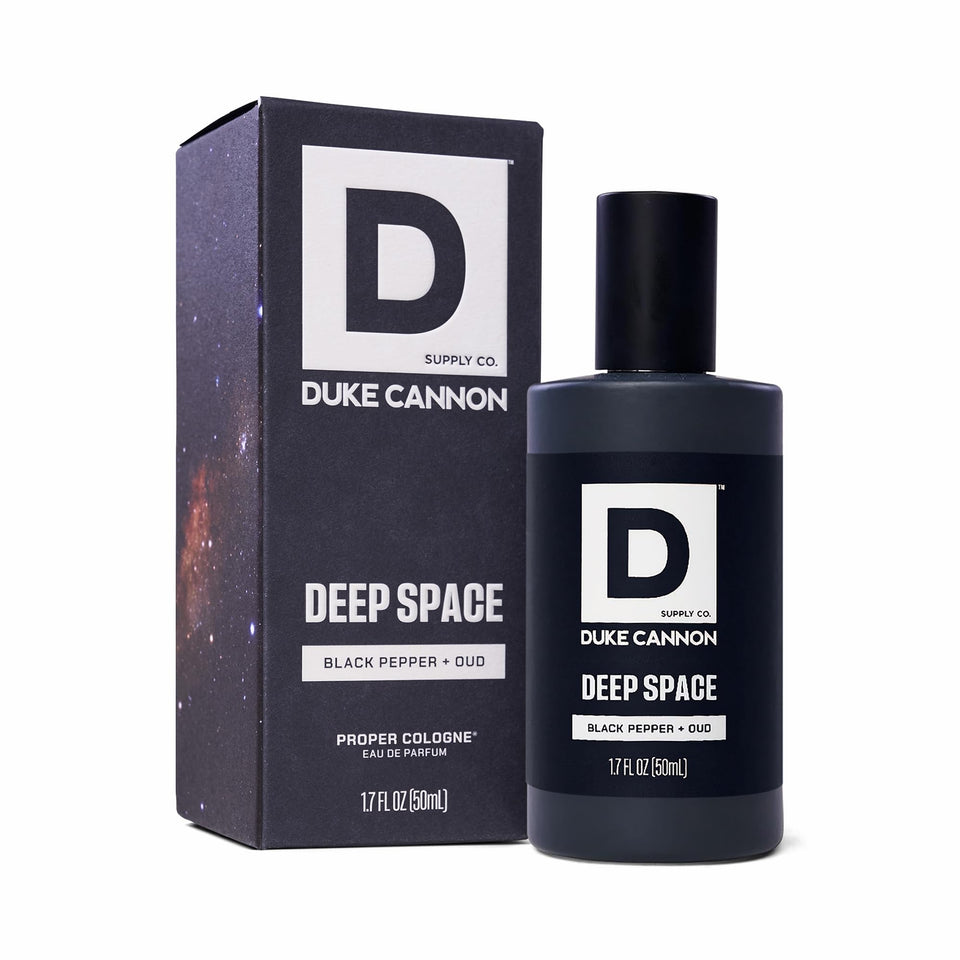Duke Cannon Proper Cologne bottle closeup for daily wear with premium feel