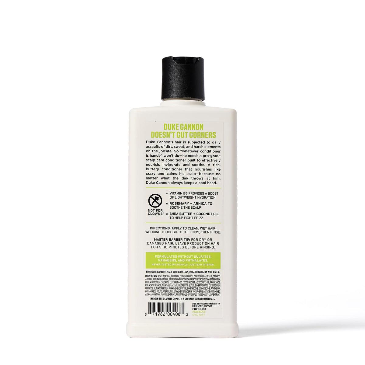 Duke Cannon rosemary and arnica close-up highlighting soothing scalp care.