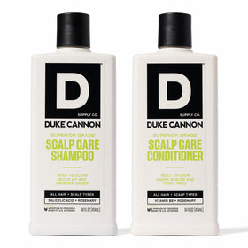 Duke Cannon shampoo bottle front view for deep cleansing.