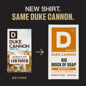 Duke Cannon shower shelf setup with four bars, organized routine.