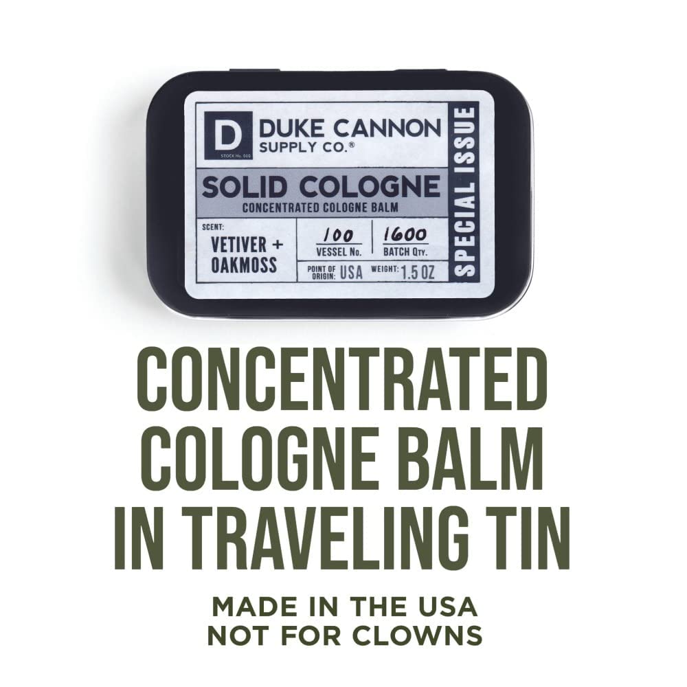 Duke Cannon solid cologne Fresh Air note with sandalwood base