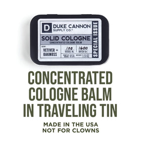 Duke Cannon solid cologne Fresh Air note with sandalwood base