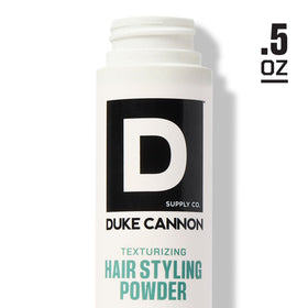 Duke Cannon Styling Powder dry-hair application adds texture at roots.