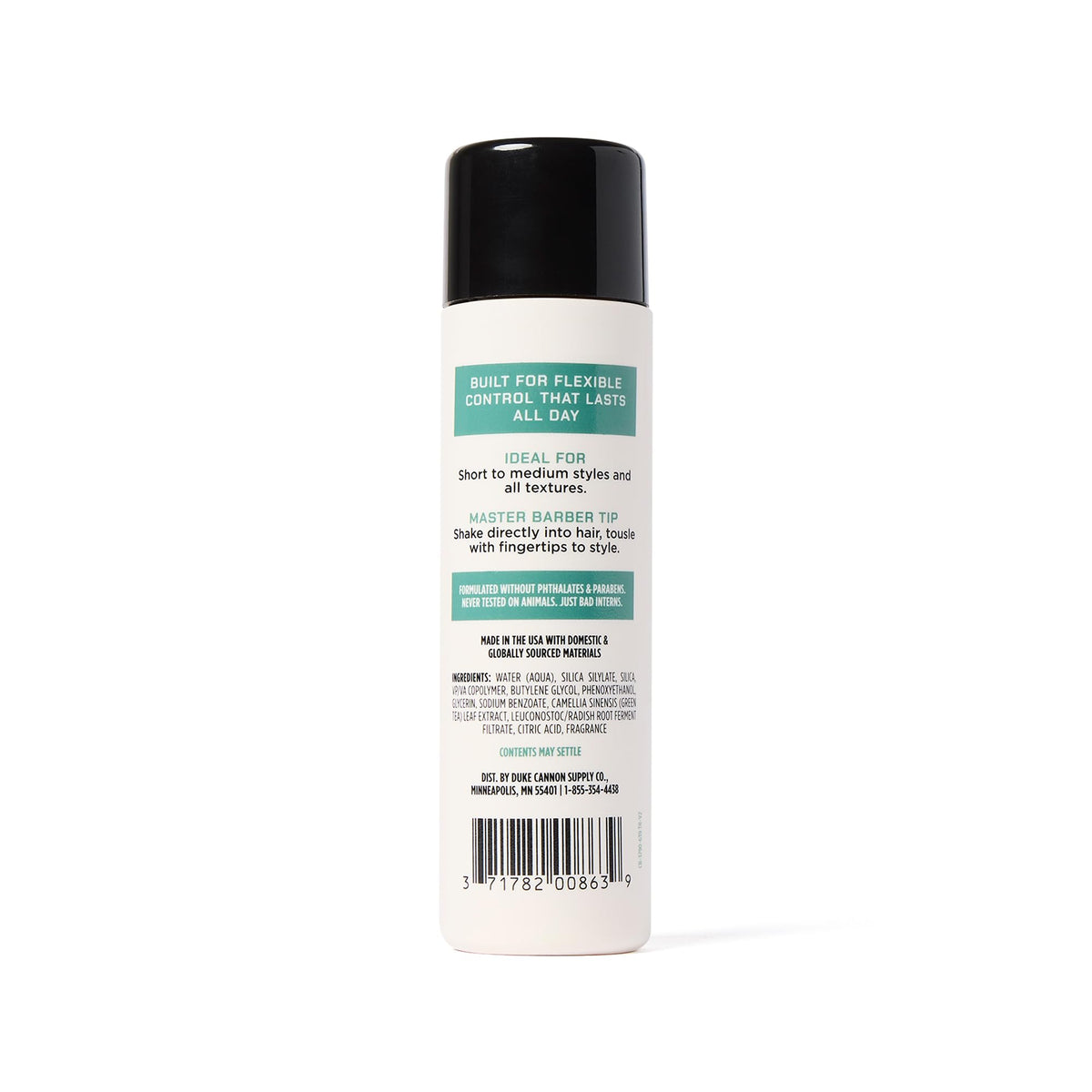 Duke Cannon Styling Powder provides long-lasting hold without flakes.