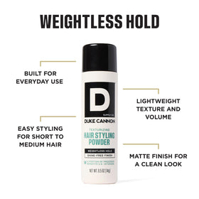 Duke Cannon Styling Powder delivers a matte finish for a clean look.
