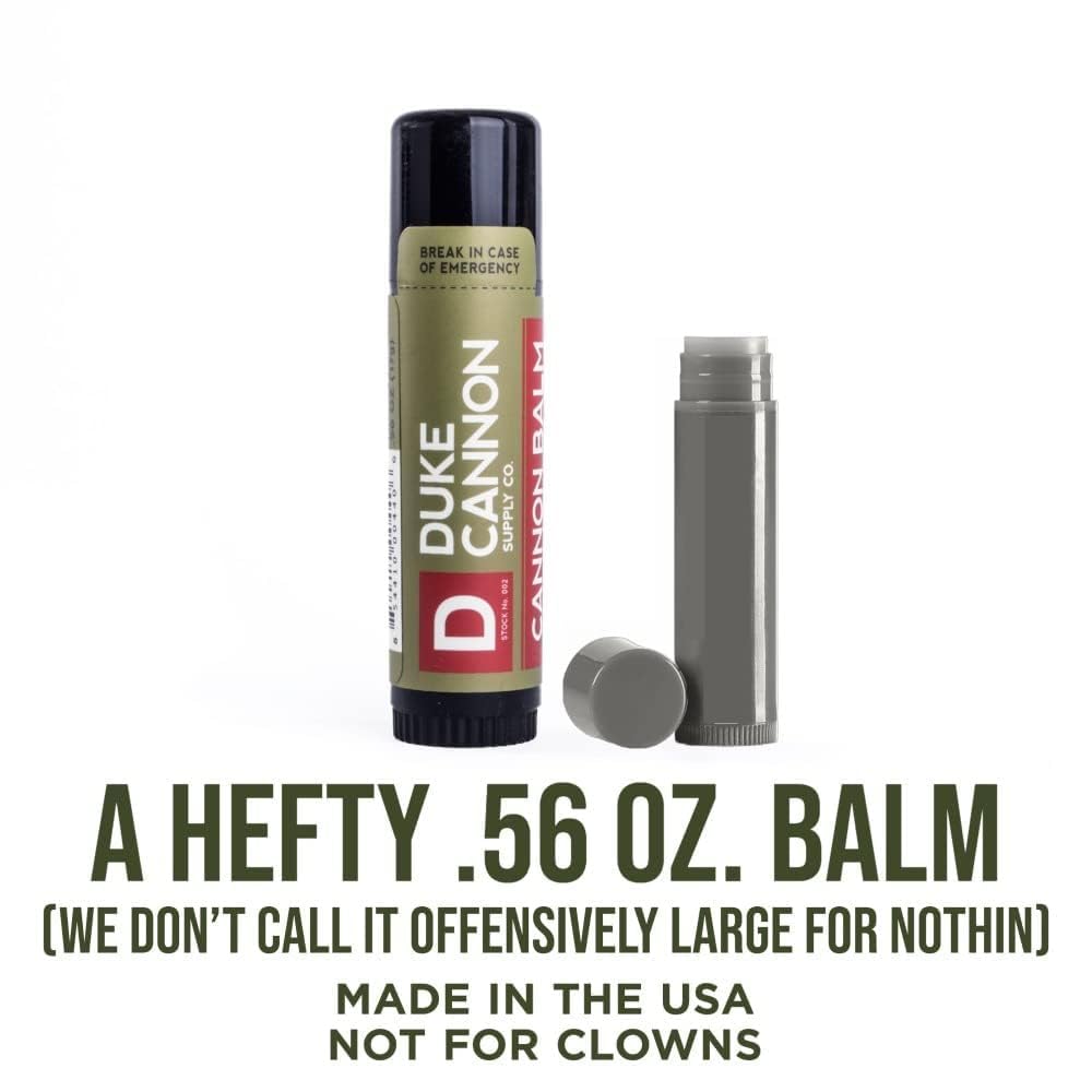Duke Cannon SPF 15 protection helps lips under sun exposure.