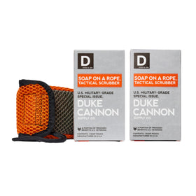 Duke Cannon Tactical Scrubber exterior with dual-mesh design for versatile cleaning.