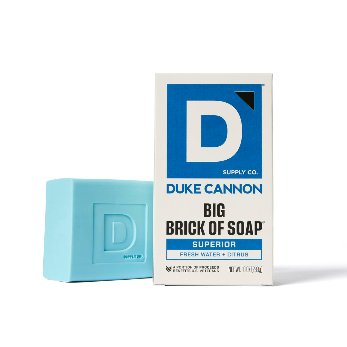 Duke Cannon ten-ounce soap texture close-up, high-quality finish.