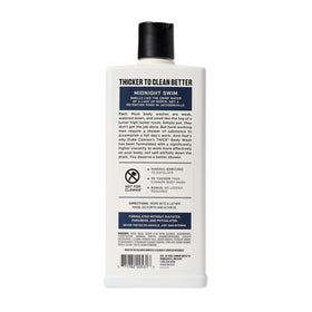 Duke Cannon THICK Midnight Swim bottle delivering crisp scent for an energizing shower