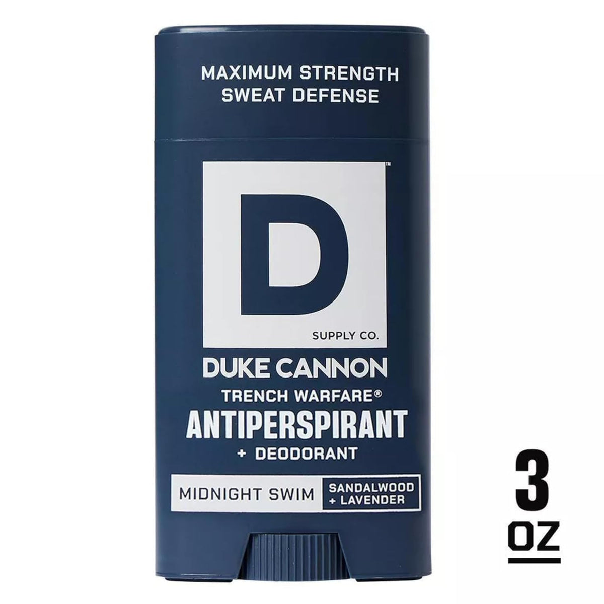 Duke Cannon Trench Warfare Superior pack display with three scents