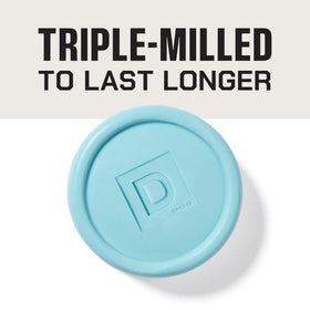 Duke Cannon triple-milled bar soap detail emphasizing long-lasting bar with rich lather.