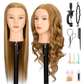 Dukorin mannequin head with 80% human hair, front view for realistic styling practice