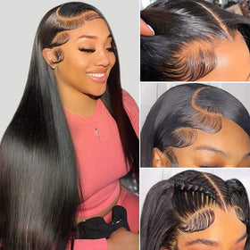 DULOVE HD transparent lace front wig blends with skin for seamless styling.
