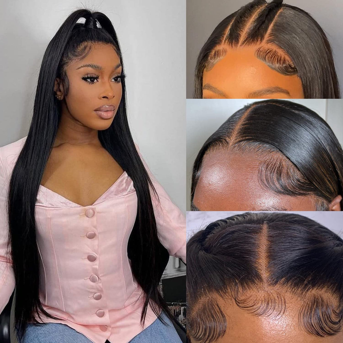 DULOVE pre-plucked lace front wig for natural, ready-to-wear part.