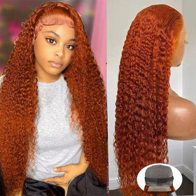 DULTEV Ginger Orange Lace Front Wig close-up with 13x4 HD lace and baby hair