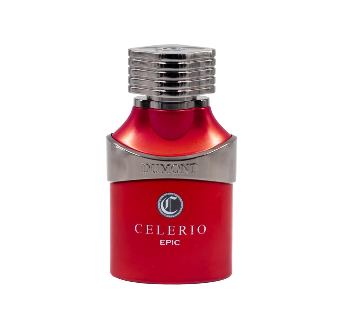 Dumont Celerio Epic close-up on label highlights premium fragrance composition.
