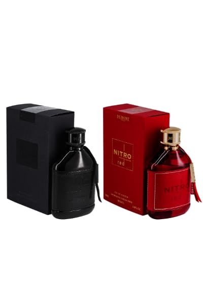 Dumont Nitro Intense bottle with leather-textured sleeve for bold evenings