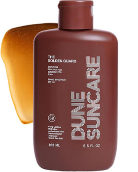 DUNE Suncare Golden Guard bottle with tinted glow for daily sun protection and hydration.