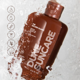 DUNE Suncare Golden Guard hydration swatch emphasizing intense moisture.
