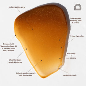 DUNE Suncare Golden Guard tinted glow on arm illustrating even bronzed coverage.