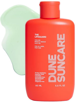 DUNE SUNCARE Lifeguard Aloe Vera Gel on skin showing minty cooling relief