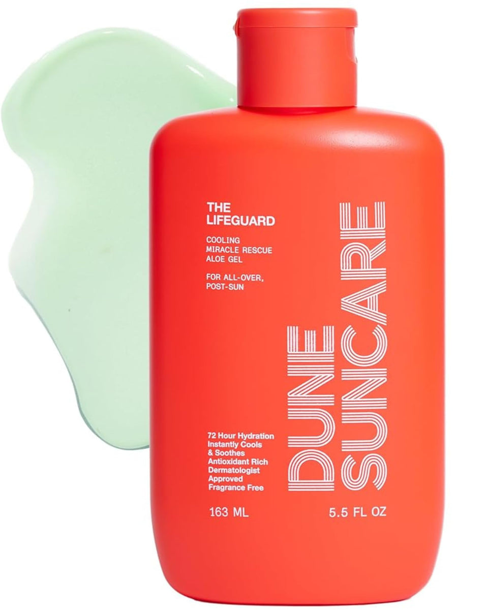 DUNE SUNCARE Lifeguard Aloe Vera Gel on skin showing minty cooling relief