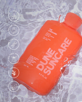 DUNE SUNCARE Lifeguard Aloe Vera Gel ingredients list emphasizing clean formula