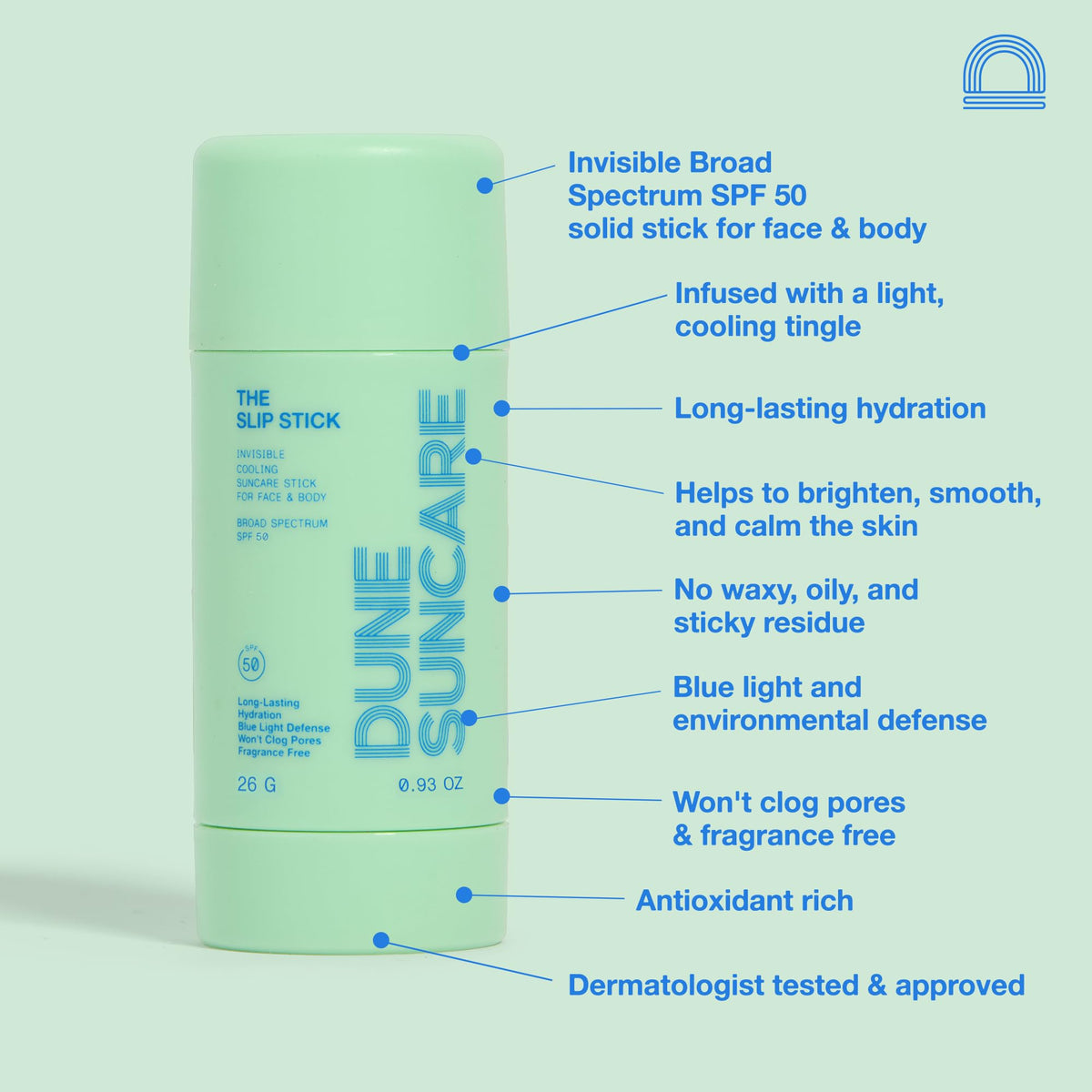 DUNE SUNCARE Slip Stick packaging: compact and travel-friendly.