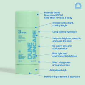 DUNE SUNCARE Slip Stick packaging: compact and travel-friendly.