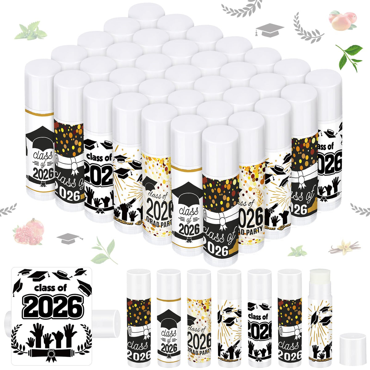 Dunzy graduation lip balm packaging displays a bulk gift set for Class of 2026.