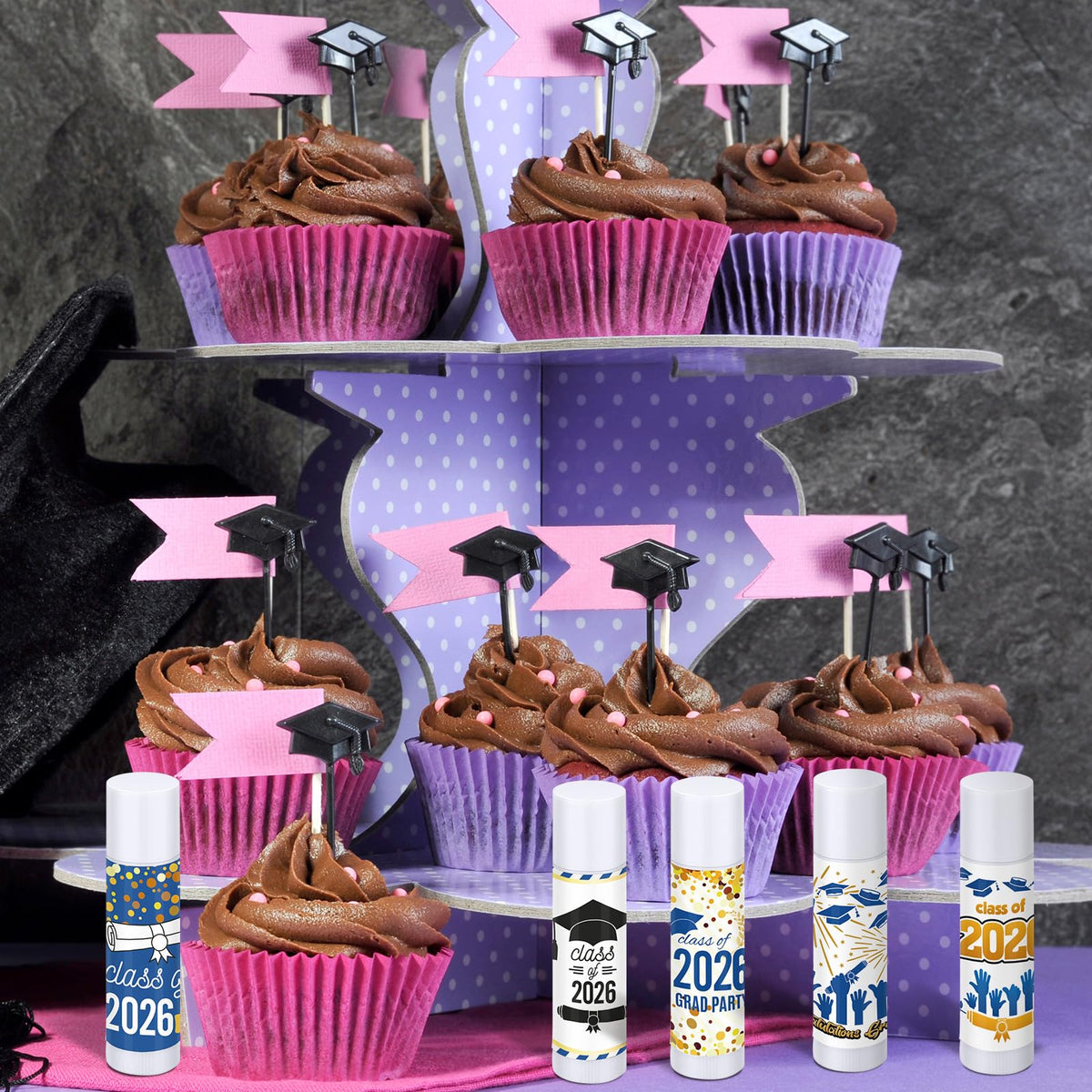 Dunzy pomegranate lip balm pack displays vibrant design for party favors.