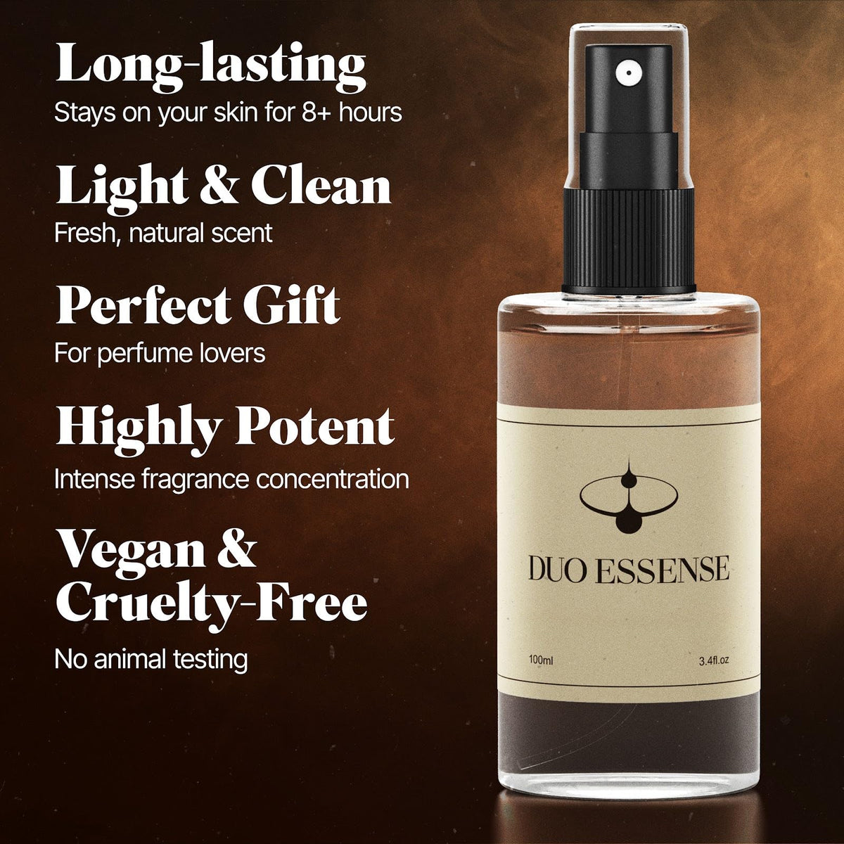 Duo Essense spray mist delivers smooth, even fragrance application.