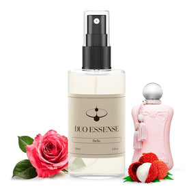 Duo Essense bottle showcases Delina Della-inspired design for everyday elegance.